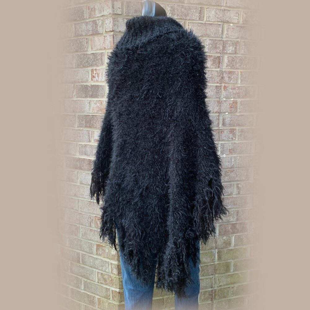 Betsey Johnson Fuzzy Knit Cowl Neck Poncho - Picture 6 of 8